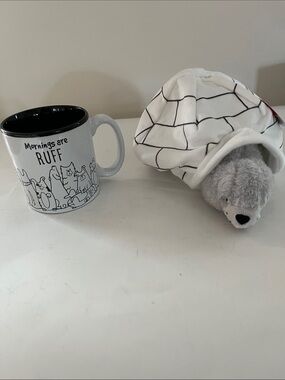 Mornings Are Ruff Black & White Dog Mug  plus Hide n Seek Dog Toy